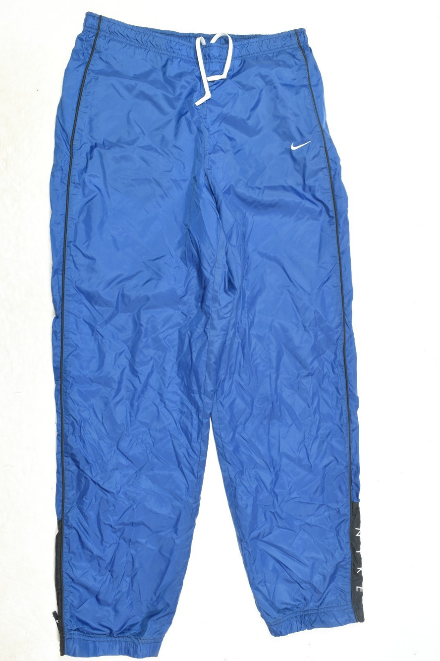 Vintage Nike Windbreaker Pants Womens XL Blue Mesh Lined Drawstring Regular Fit